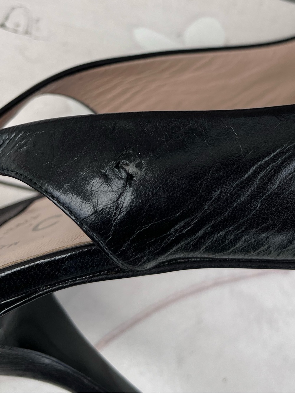 CHANEL Black Pointed Leather Slingback Pumps - Picture 10 of 10